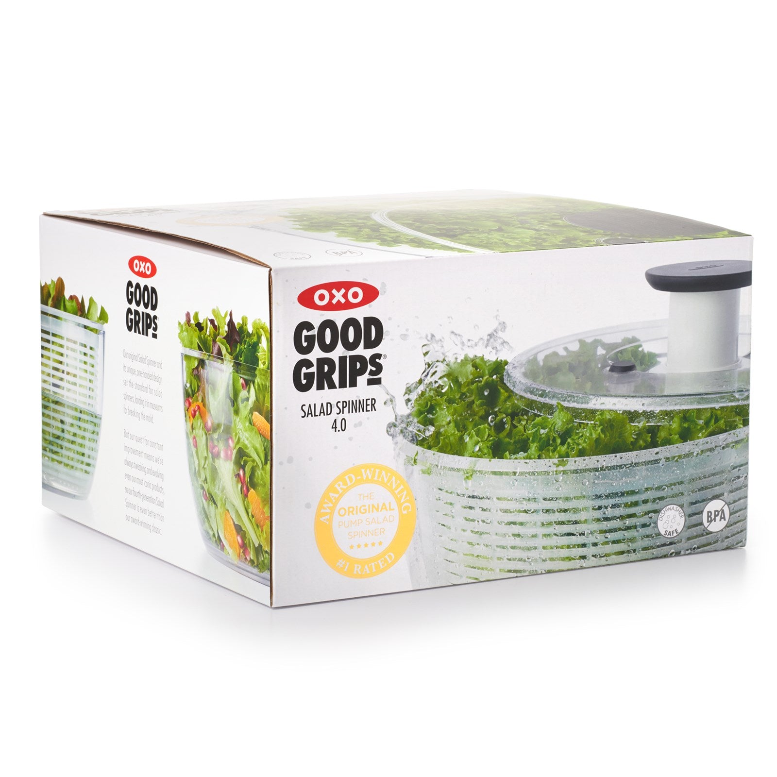 Entdecken Sie die OXO Salatschleuder: Groß, transparent und mit 5,8 Litern Fassungsvermögen. Ideal für frische, perfekt getrocknete Salate. BPA-frei und spülmaschinenfest.