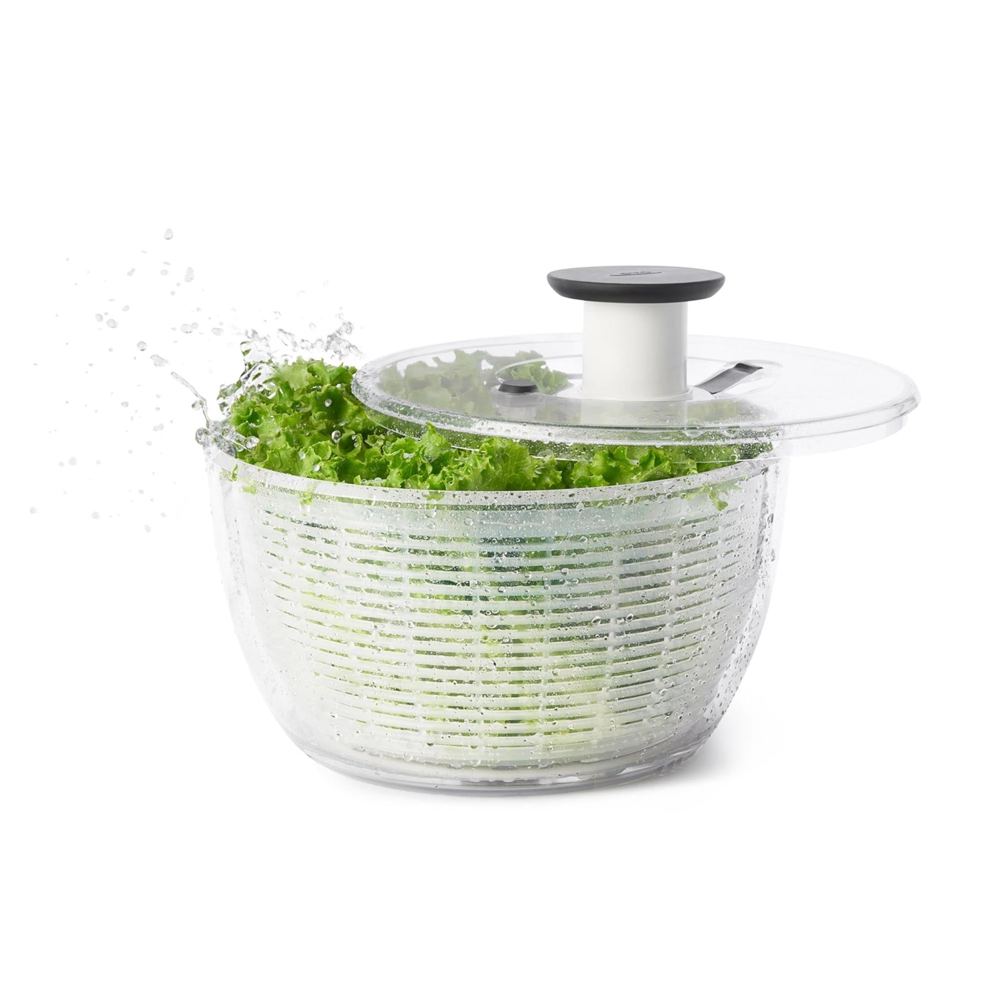 Grosse OXO Salatschleuder: 5,8 l, transparent, für knackige Salate.