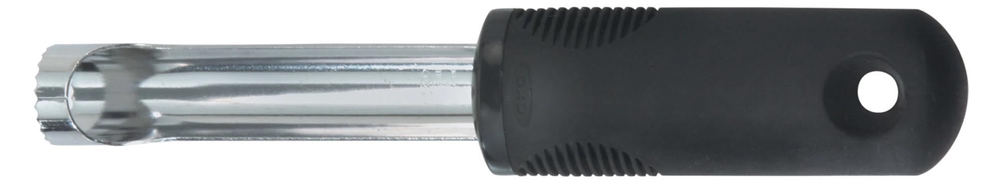 Der OXO Apfelentkerner, 20 cm, schwarz, aus Edelstahl und Kunststoff, bietet ergonomische Handhabung für müheloses Entkernen.