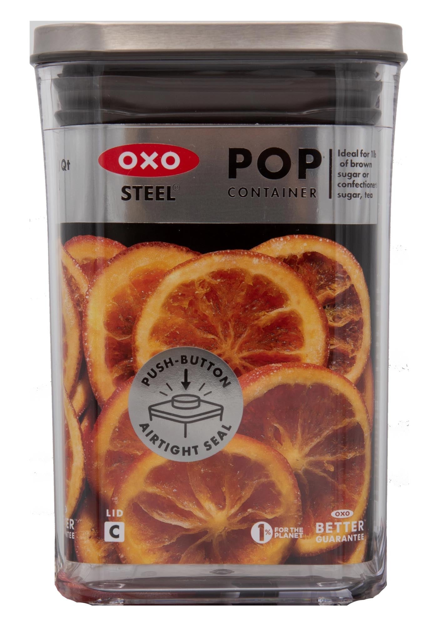 Kleiner OXO GG STL POP Behälter, 1.0L, aus Edelstahl, luftdicht, ideal für Gewürze & Snacks, stilvoll & spülmaschinenfest.
