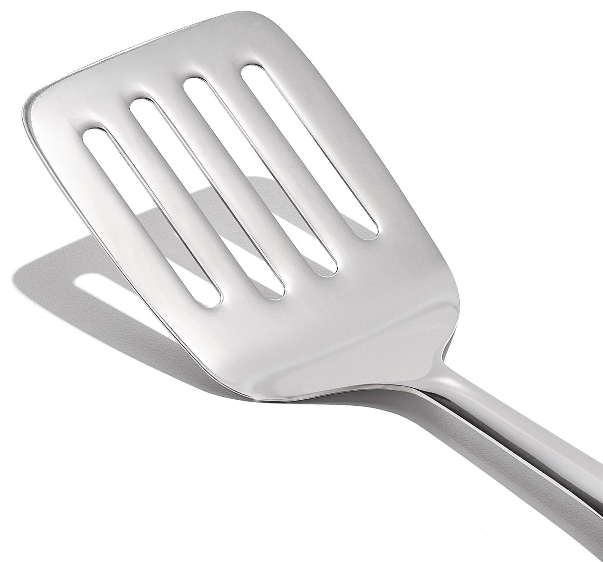 Der OXO GG STL Wender: Edelstahl, hitzebeständig, ergonomisch, rutschfest, ideal für grosse Portionen, spülmaschinenfest.