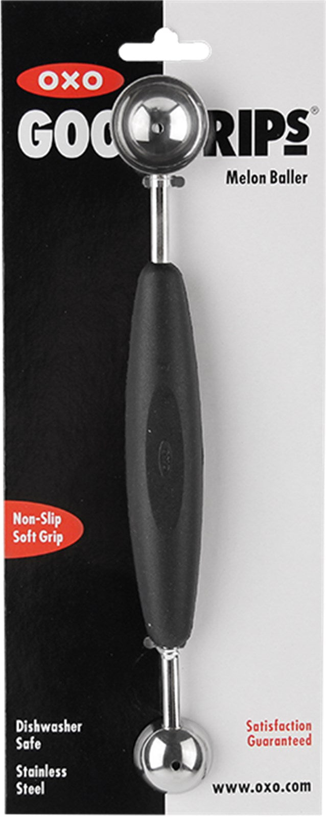 Kugelausstecher von OXO in elegantem Schwarz: Ideal für frische Obstkreationen. Langlebig, ergonomisch und spülmaschinenfest – für kreative Küchenideen!