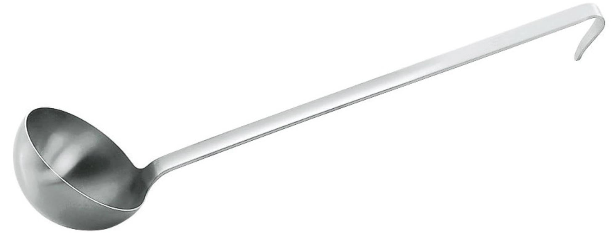 Entdecken Sie den Piazza Schöpfer – Ihr idealer Küchenhelfer aus robustem Edelstahl für müheloses Schöpfen und Servieren.