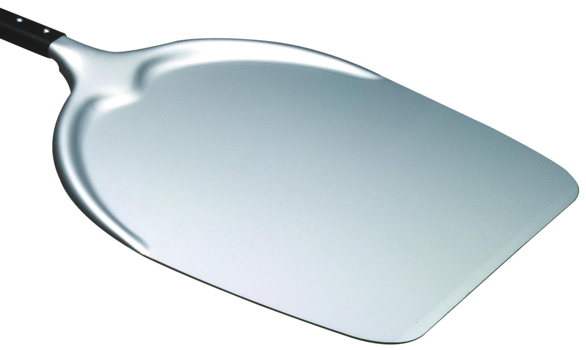 Piazza Pizzaschieber 36x36cm: Robustes Aluminium, ergonomischer schwarzer Griff, ideal für perfekte Pizzen. Gesamtlänge 190cm.