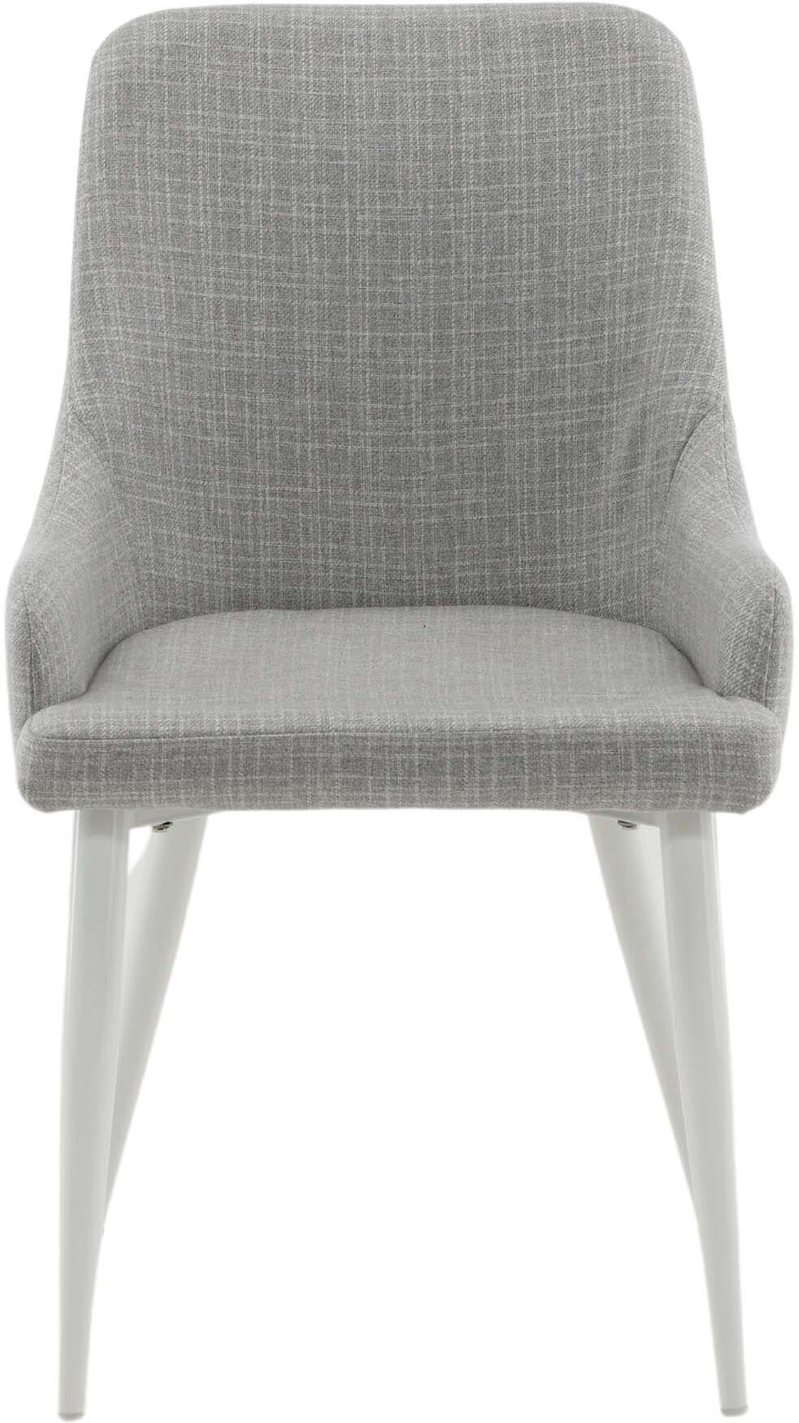 Entdecken Sie den Plaza Stuhl von Venture Home: Elegantes Design mit robustem Metallrahmen und weicher, grauer Polsterung für höchsten Sitzkomfort.