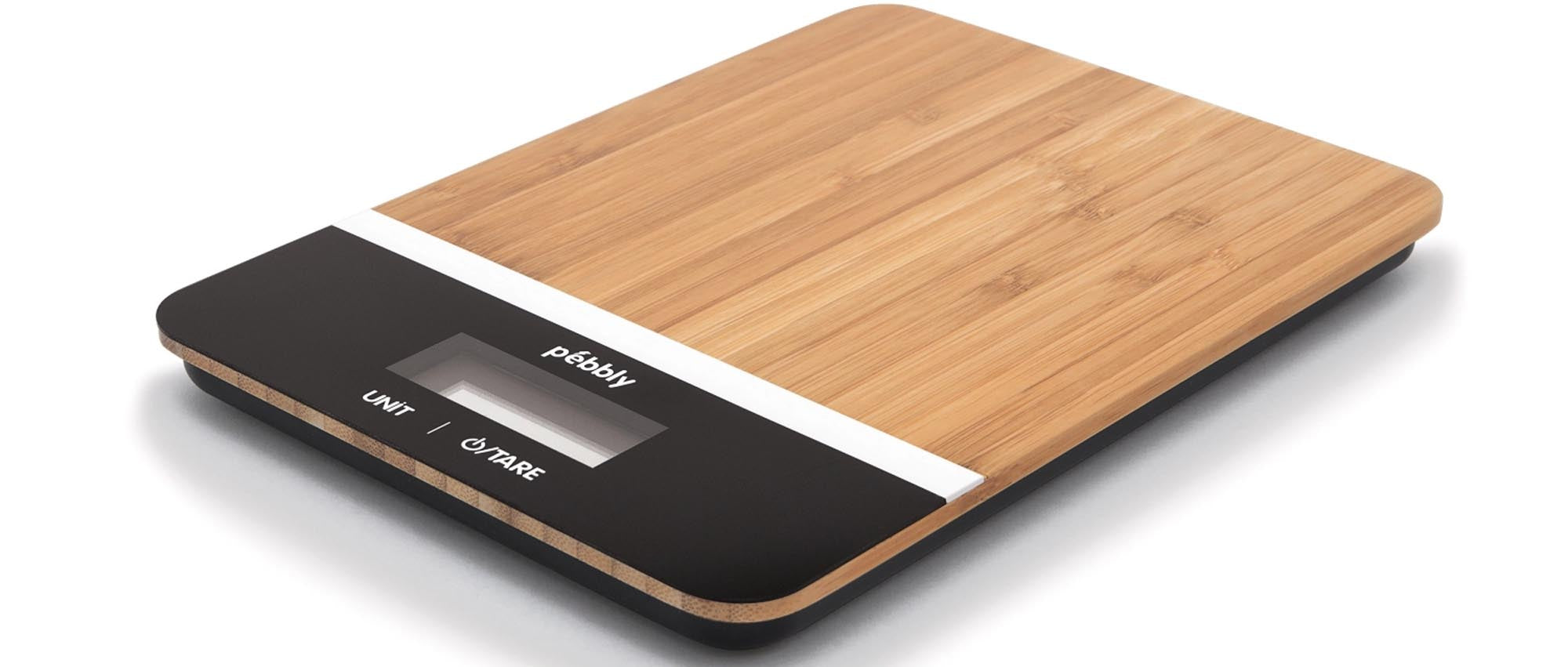 Entdecken Sie die Pebbly Küchenwaage aus Bambus in Schwarz (23x16cm) – präzise, stilvoll und nachhaltig für Ihre moderne Küche.