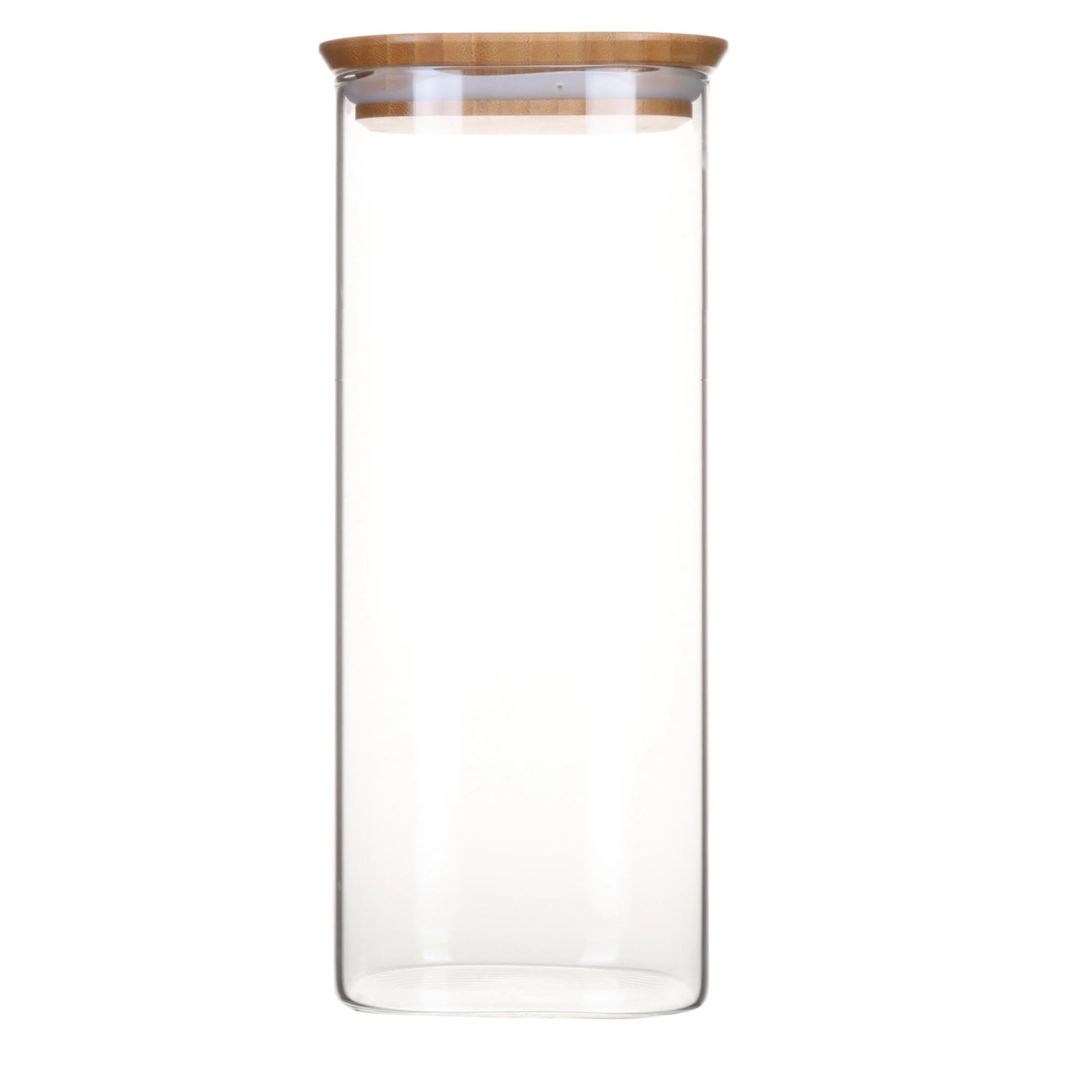 Stilvolles Pebbly Vorratsglas mit Bambusdeckel, 2.2L, 11x11x30cm.