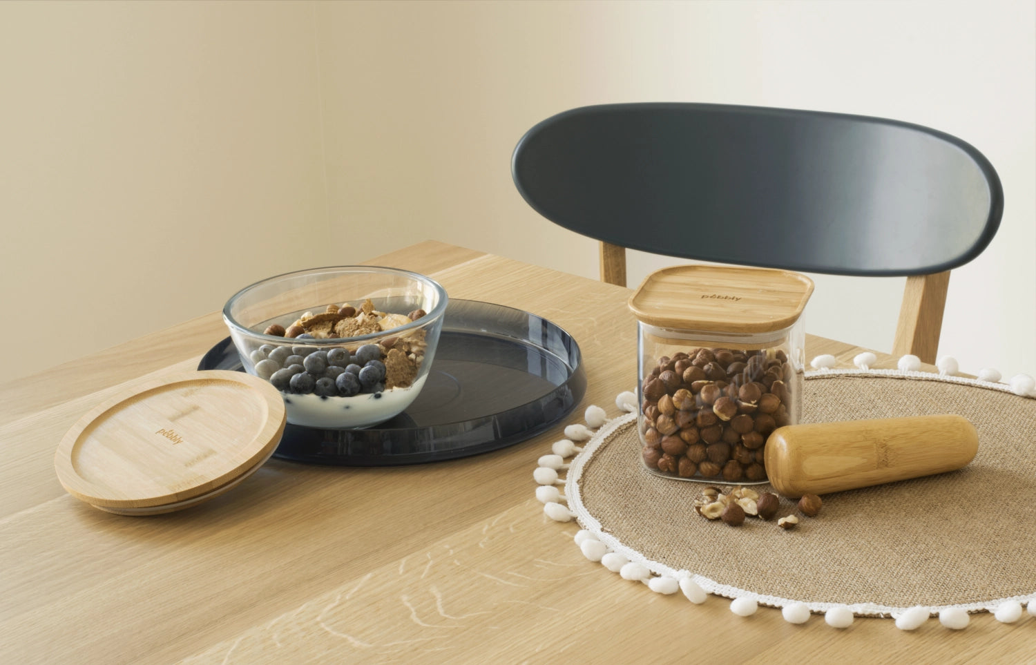 Pebbly Vorratsglas mit Bambusd., 0.77l, D15x H9cm rund