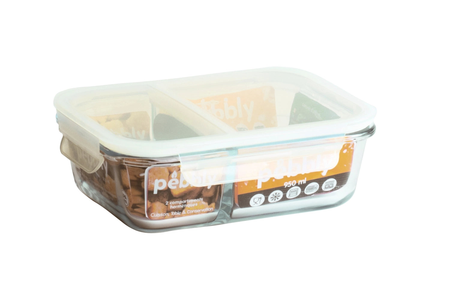 Pebbly Lunch-Box aus Glas 950ml, 20x15x6cm