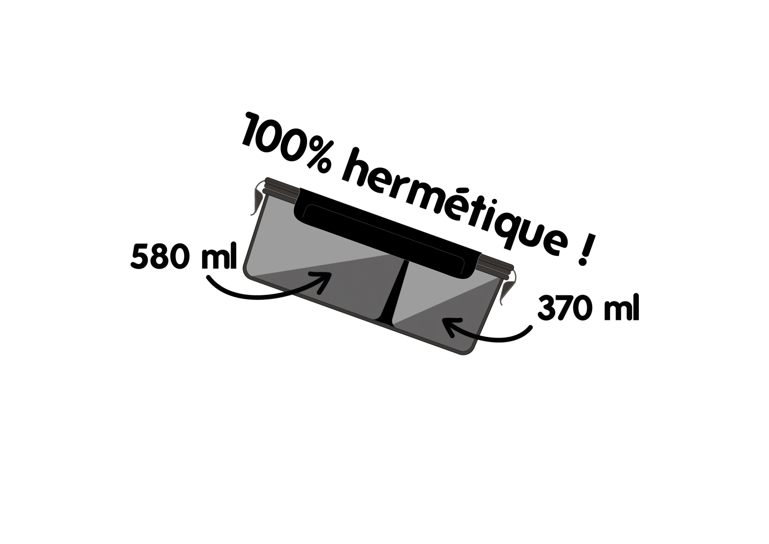 Pebbly Lunch-Box aus Glas 950ml, 20x15x6cm