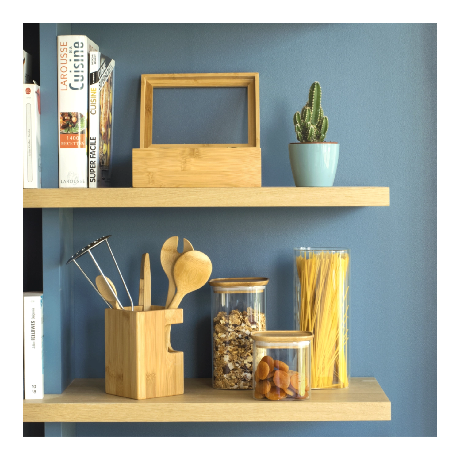 3er Set Pebbly Vorratsglas mit Bambusdeckel 0.8, 1.4, 2.2lt