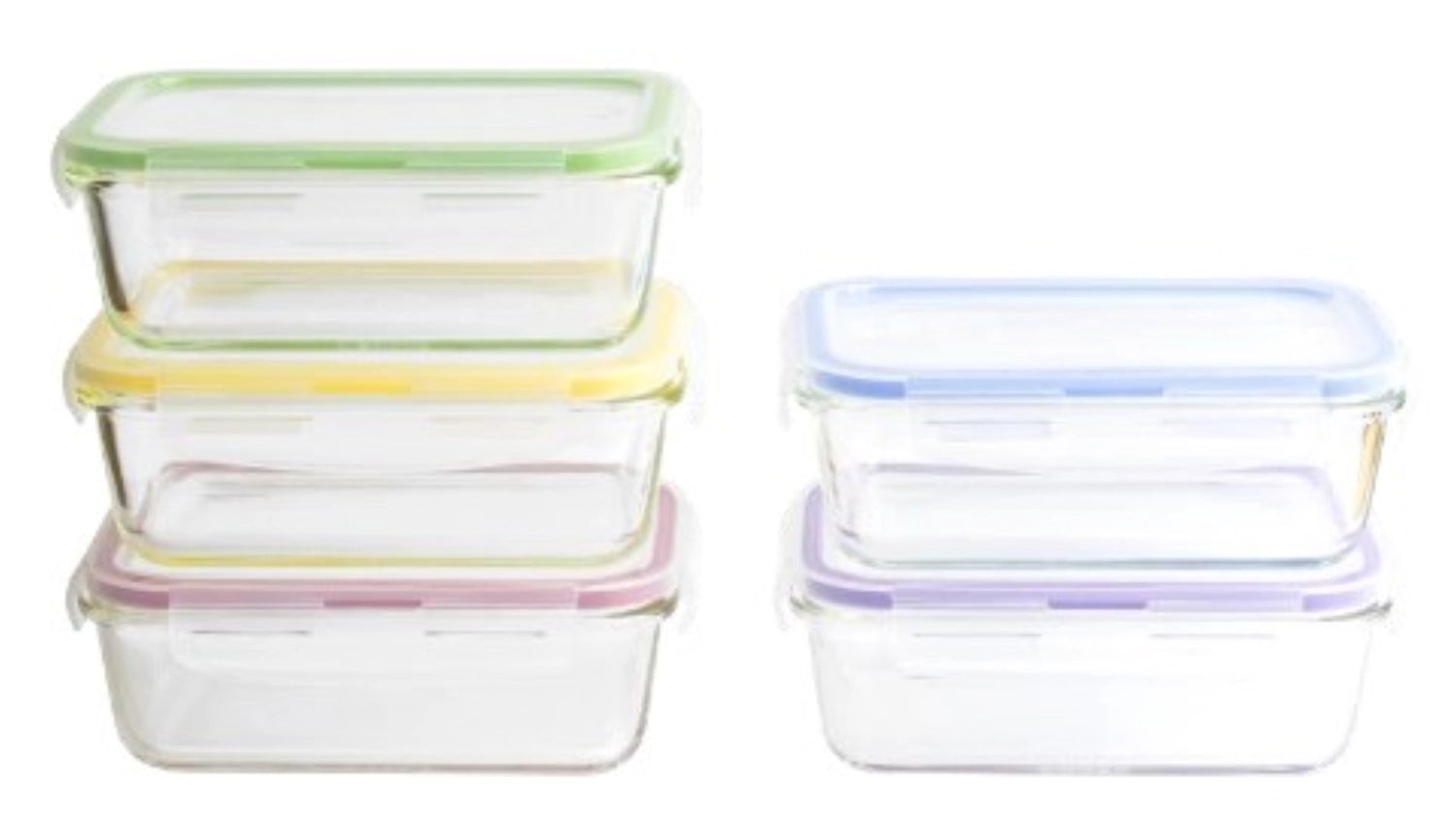 Set di 5 Pebbly Barattolo per alimenti con coperchio in plastica, 850 ml