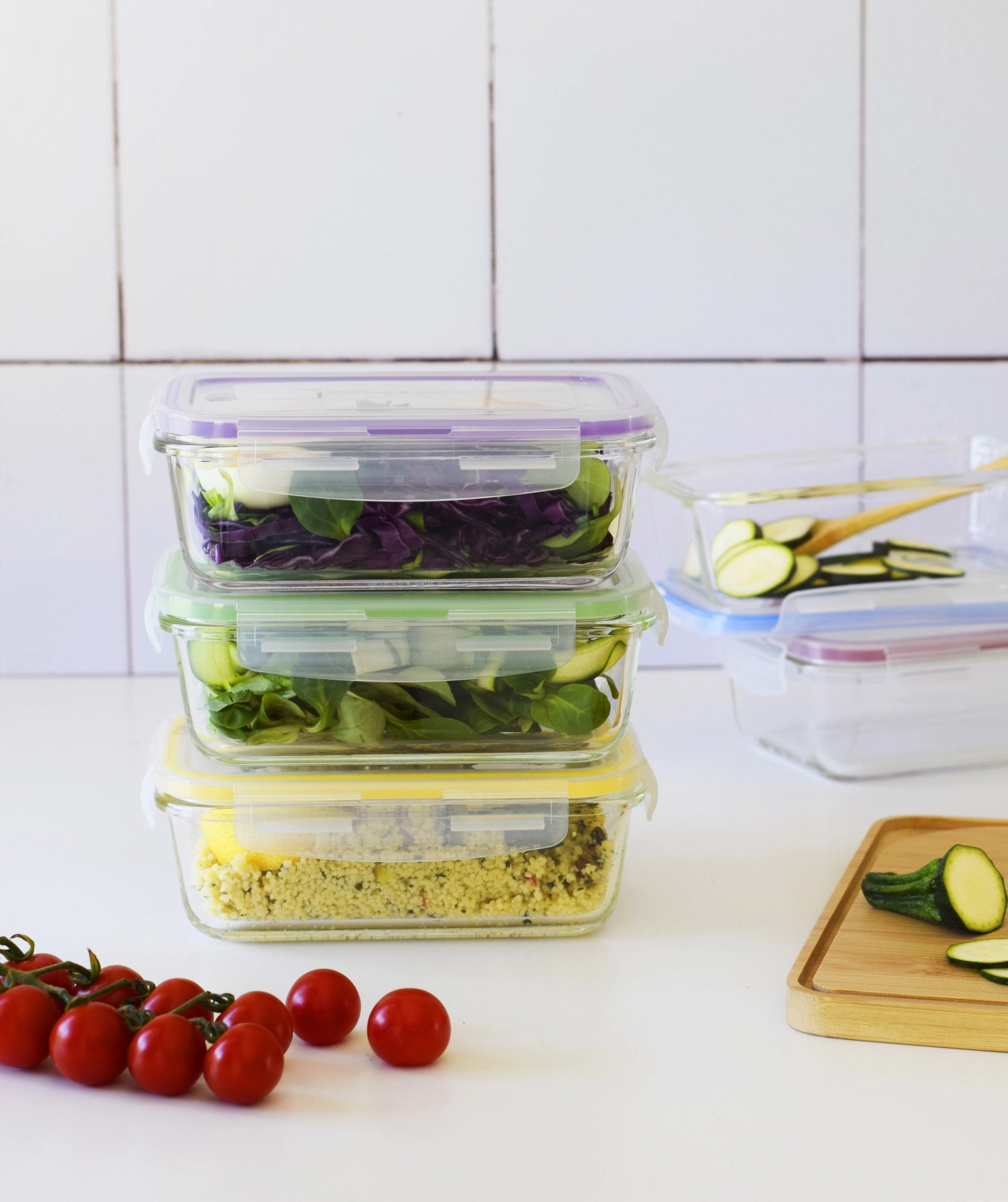 Set di 5 Pebbly Barattolo per alimenti con coperchio in plastica, 850 ml