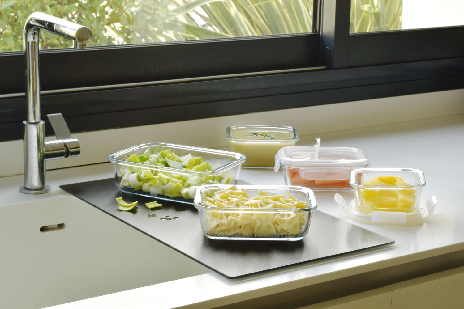 5 pcs. Glass storage jar starter set rectangular