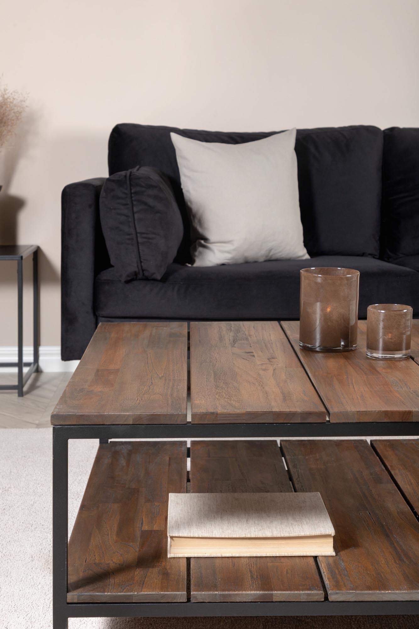 Stilvoller Padang Beistelltisch von Venture Home, 80x80 cm, aus robustem Teakholz und modernem Stahlrahmen – ideal für jeden Wohnstil.