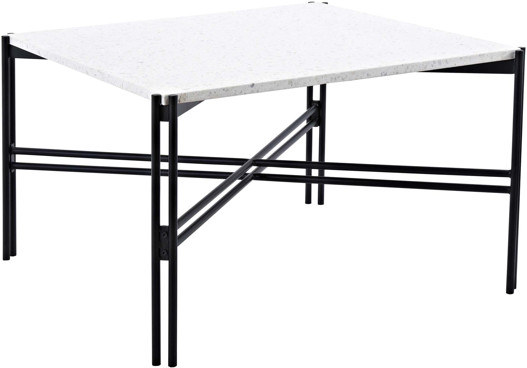 Entdecken Sie den eleganten Razzia Couchtisch von Venture Home mit hochwertiger Terrazzo-Tischplatte und robuster Stahlunterkonstruktion. Ideal für jedes Wohnzimmer!