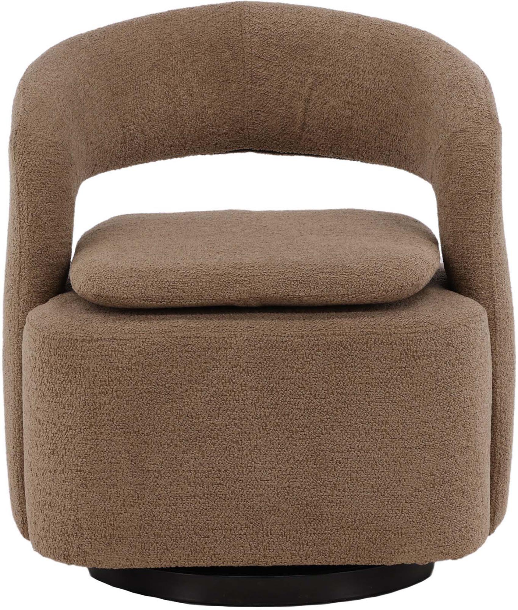 Erleben Sie den Laurel Sessel von Venture Home: Elegantes Design, langlebiger Bouclé-Stoff und robuste Stahlbeine für stilvollen Komfort.