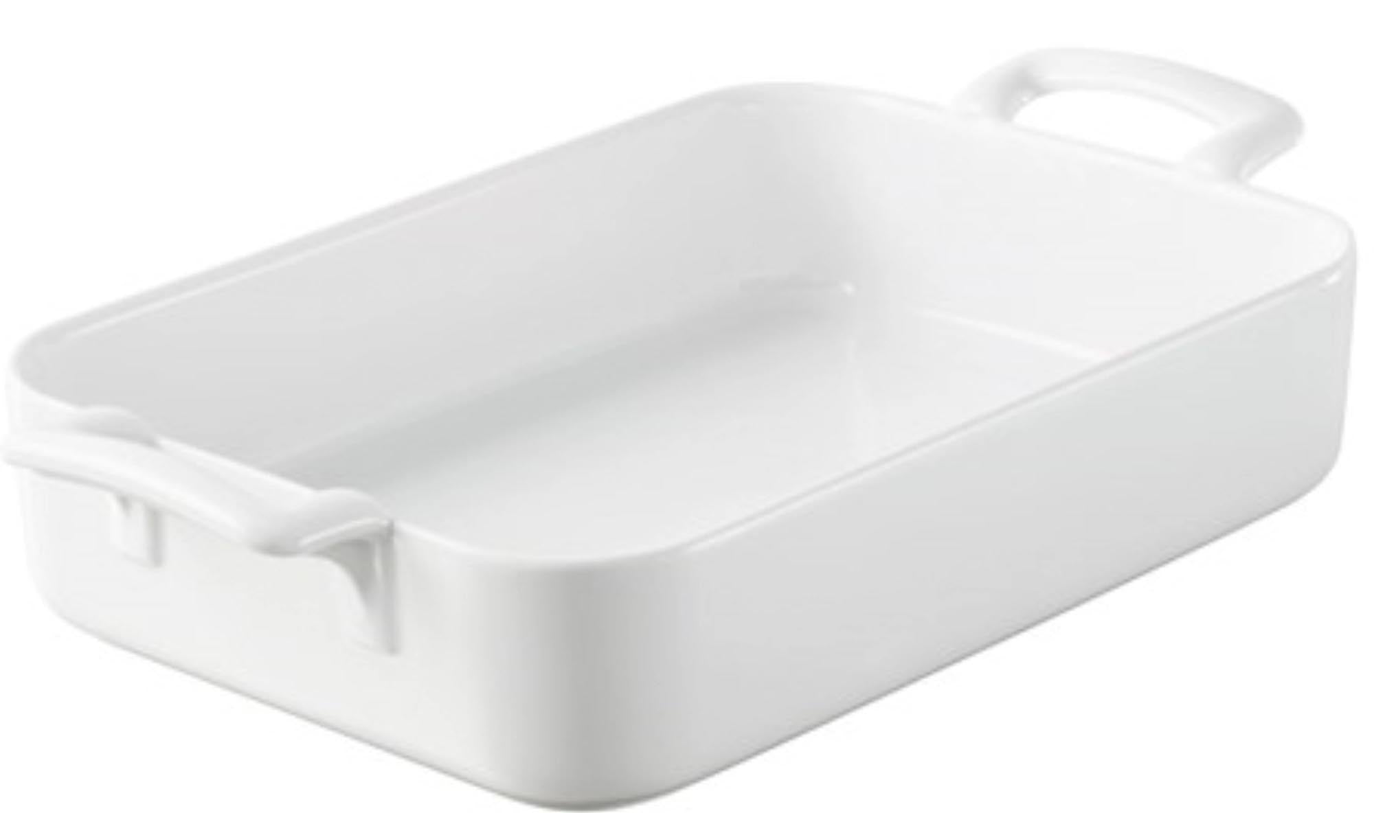 Elegante, weisse Revol Auflaufform (16 cm) aus Porzellan, ideal für Lasagnen und Gratins. Ofen- und mikrowellengeeignet.