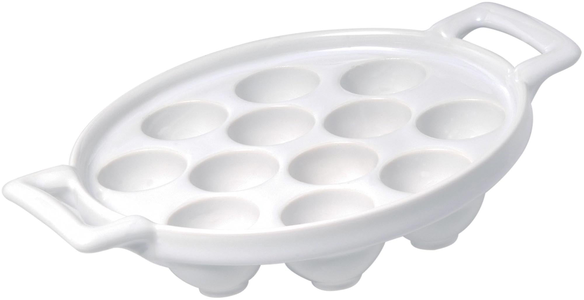 Entdecken Sie die stilvolle Schneckenpfanne mit 12 Löchern von Revol. Hergestellt aus hochwertigem Porzellan, ideal für die Präsentation von Schnecken und kleinen Köstlichkeiten.