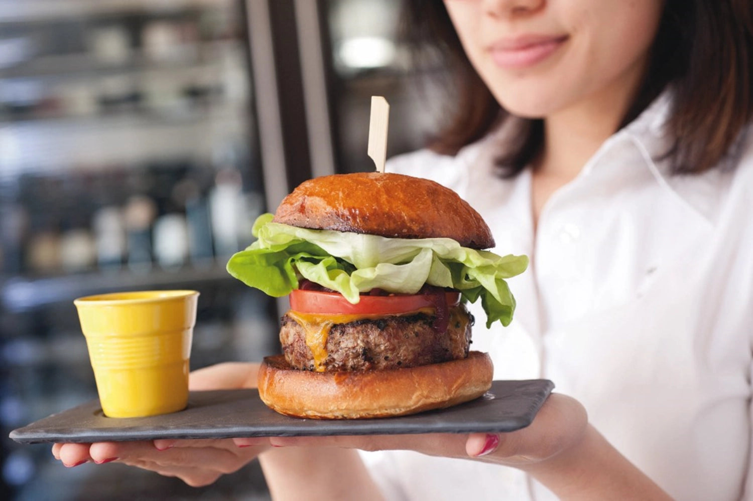 Tablett mit Vertiefung für Tasse, Schiefer-Stil