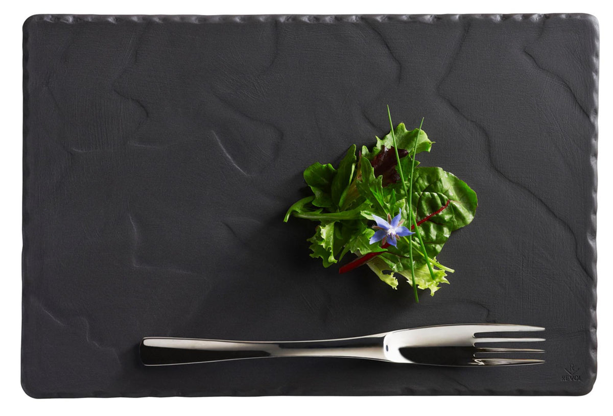 Teller rechteckig, 30x20 cm, Schiefer-Stil in Silber präsentiert im Onlineshop von KAQTU Design AG. Teller ist von Revol