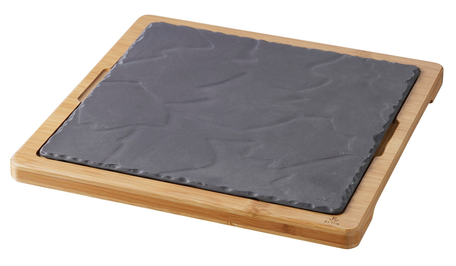 Quadratischer 25x25cm Teller im Schiefer-Stil von Revol – ideal für kreative Anrichte und besondere Anlässe.