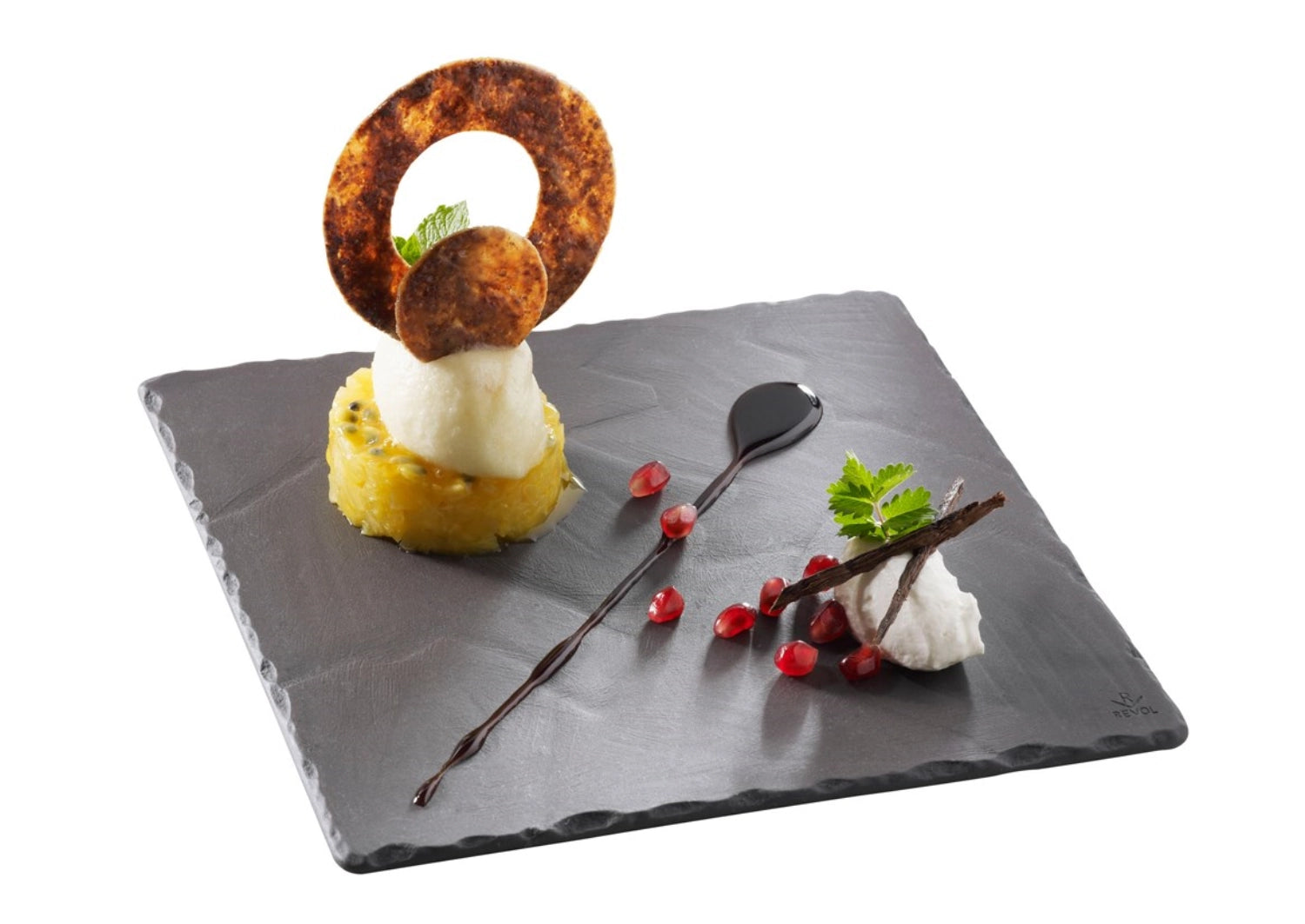 Plate square, 20 cm, slate style