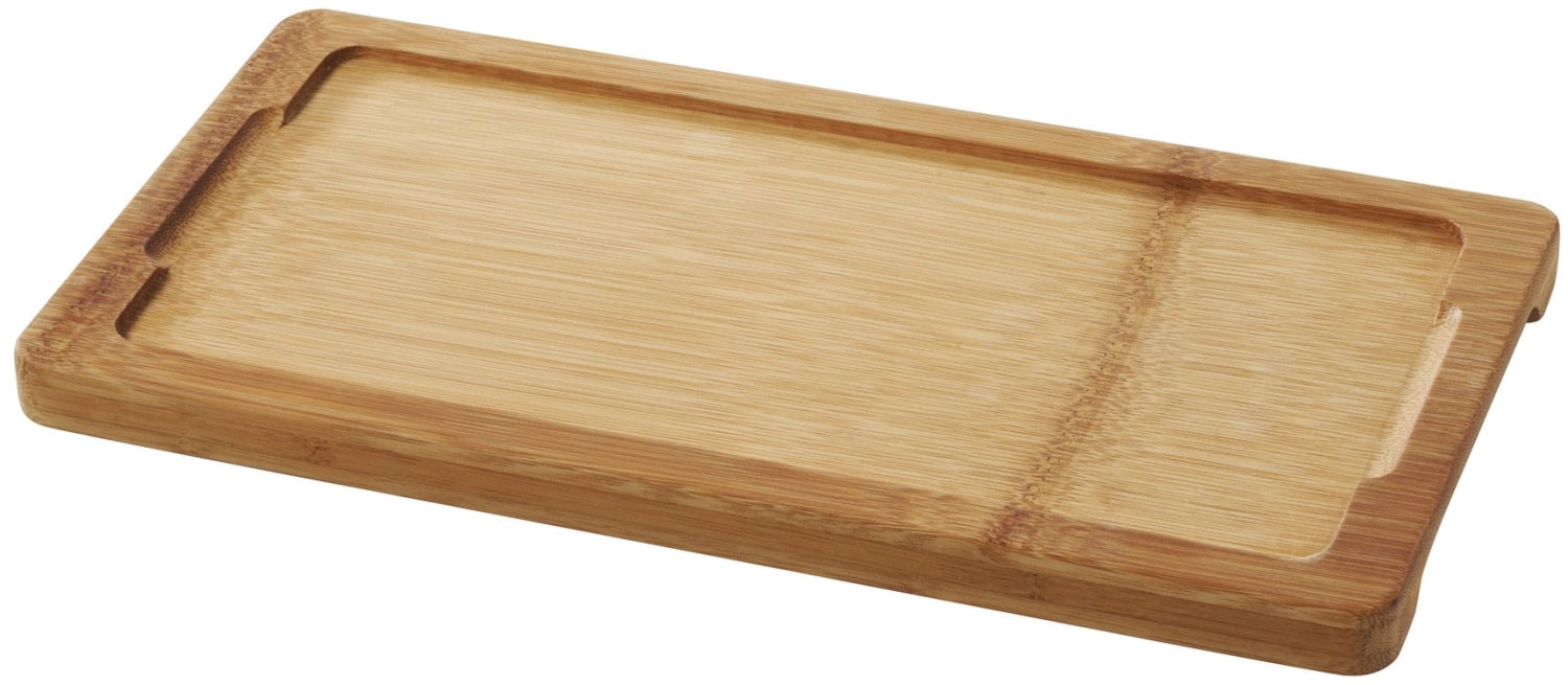 Elegantes Bambus-Tablett für Teller, 25x12 cm, perfekt für die stilvolle Servierung von Snacks und kleinen Gerichten.