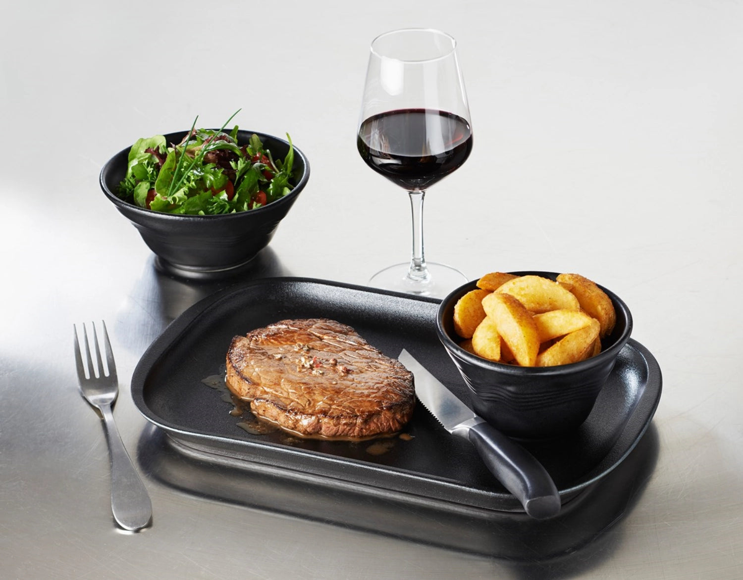 Assiette de viande, 32x21 cm, noir