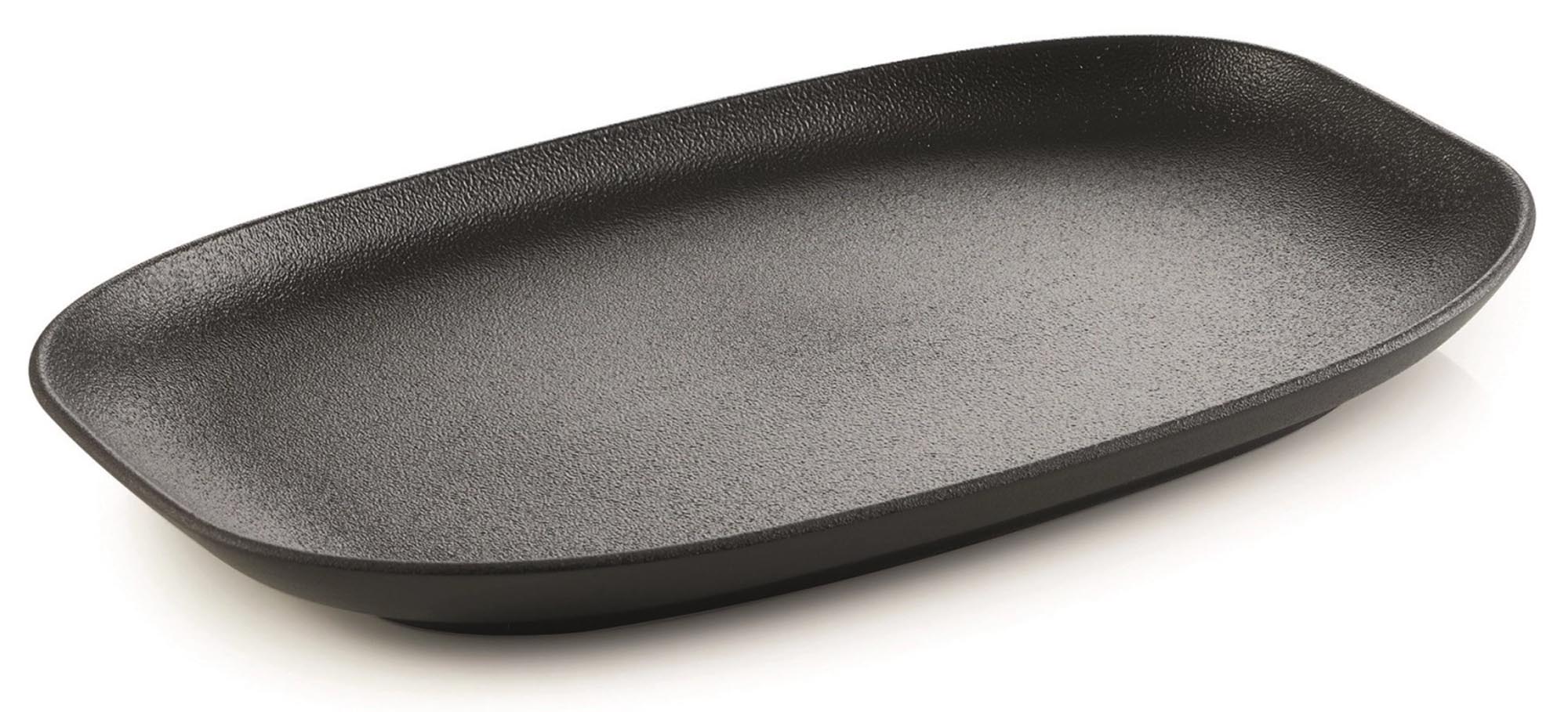 Eleganter Club Teller von Revol in Gusseisen-Optik, 29x17,8x2,9 cm, aus robustem Porzellan, ideal für stilvolles Anrichten.