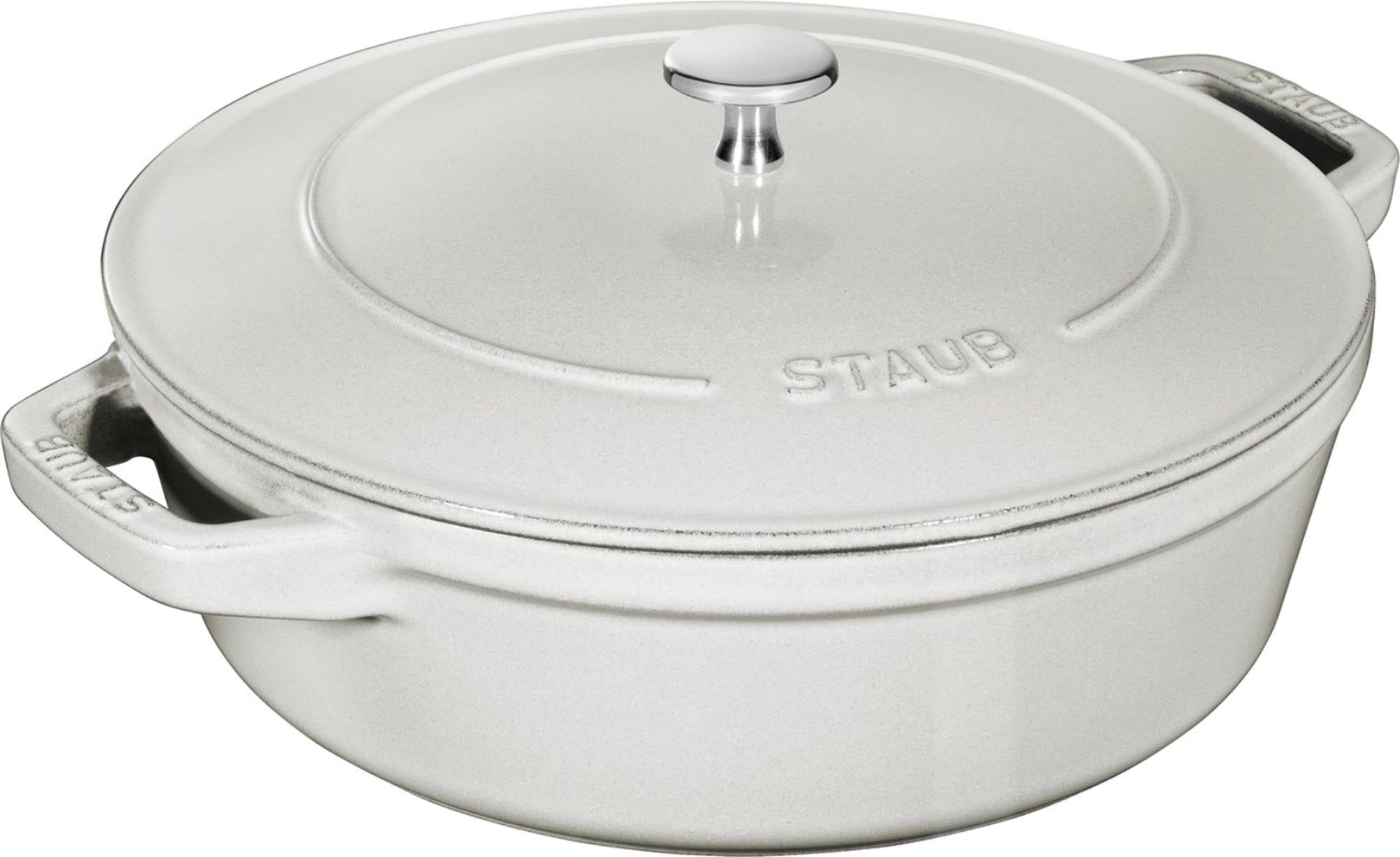 Staub Cocotte 24 cm, 4-teilig, Weisser Trüffel, platzsparend stapelbar.