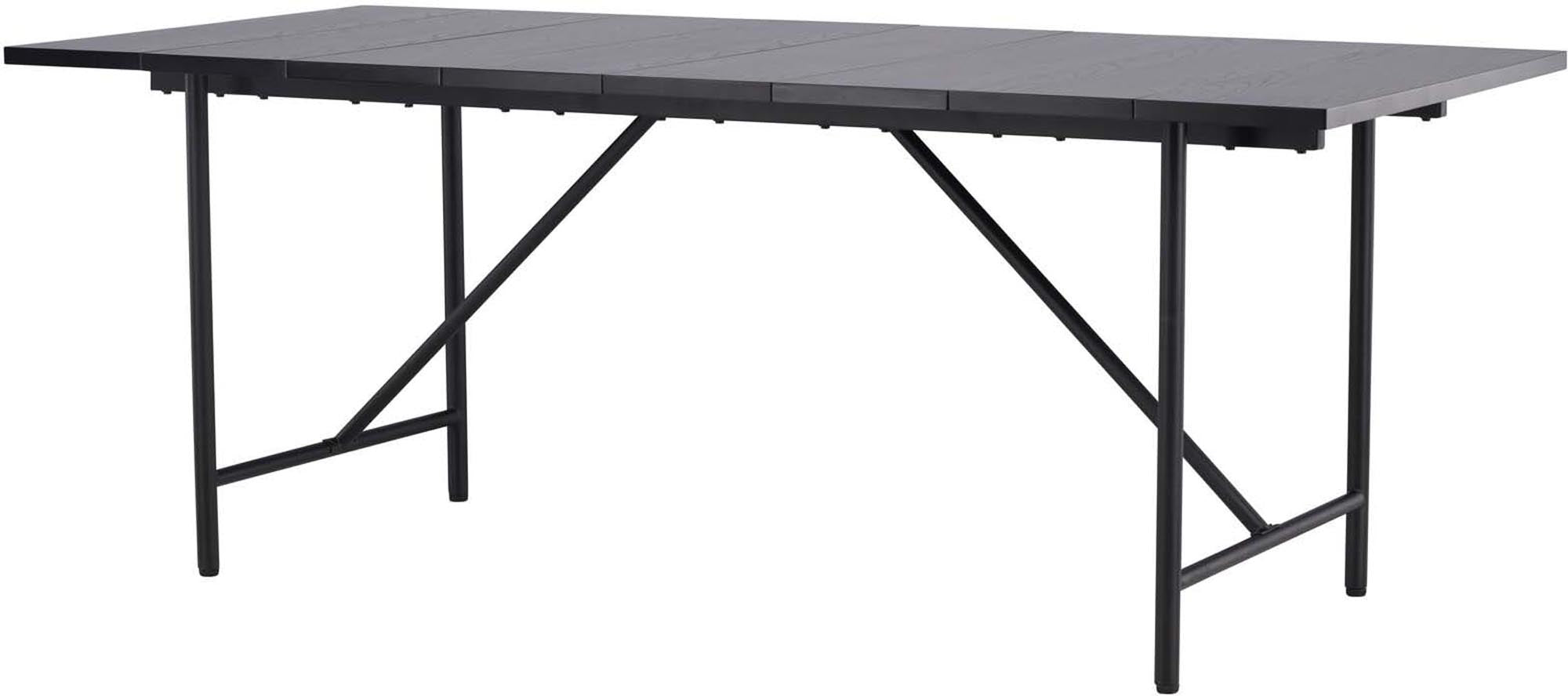 Der Astrid Tisch von Venture Home: Minimalistisches Design, mattschwarze MDF-Platte, robustes Metallgestell, ideal für gesellige Abende.