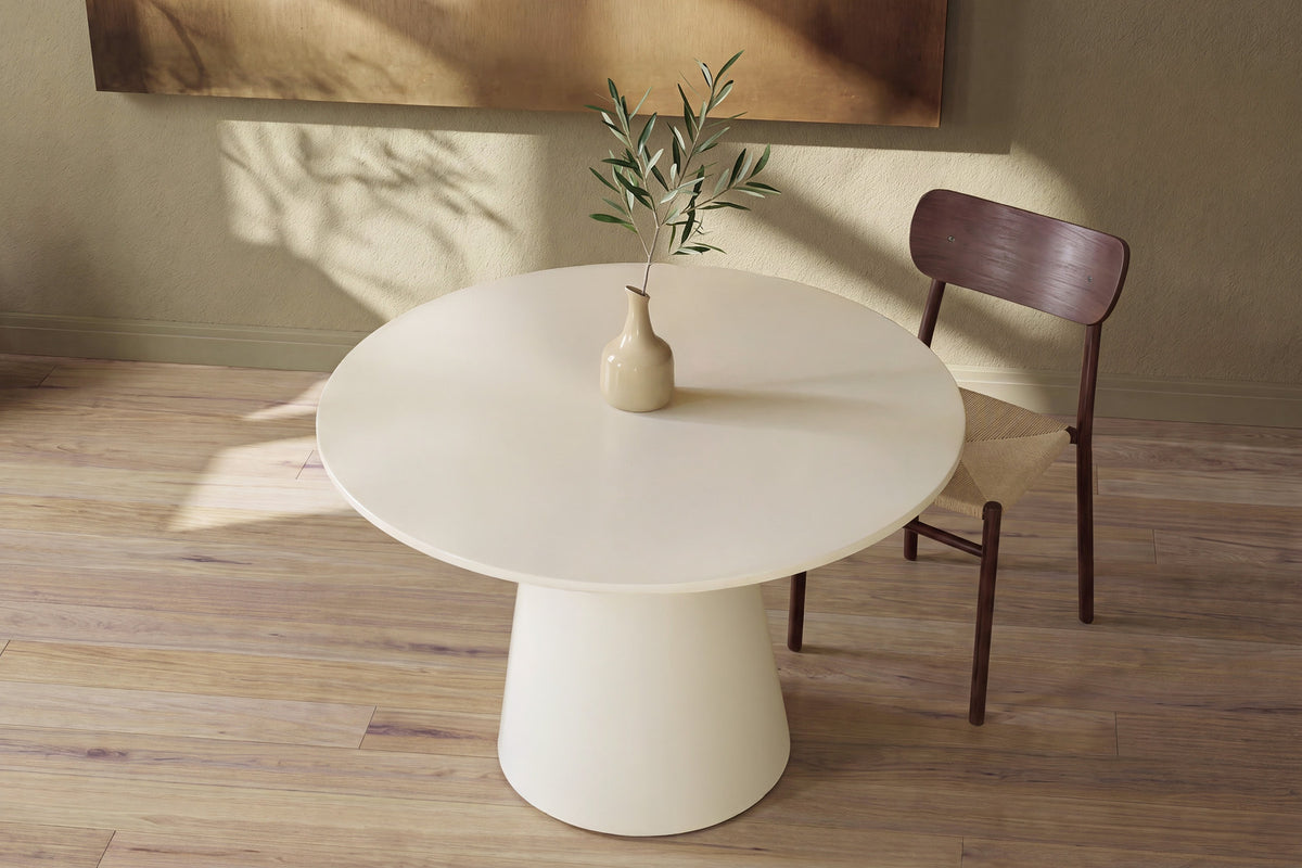 Lanzo Rundes Esstisch in Beige präsentiert im Onlineshop von KAQTU Design AG. Esstisch ist von Venture Home