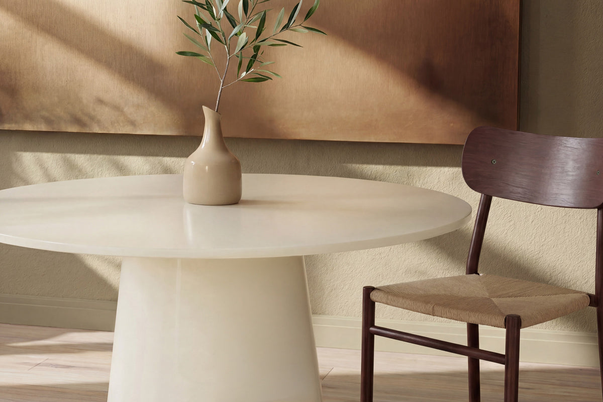 Lanzo Rundes Esstisch in Beige präsentiert im Onlineshop von KAQTU Design AG. Esstisch ist von Venture Home