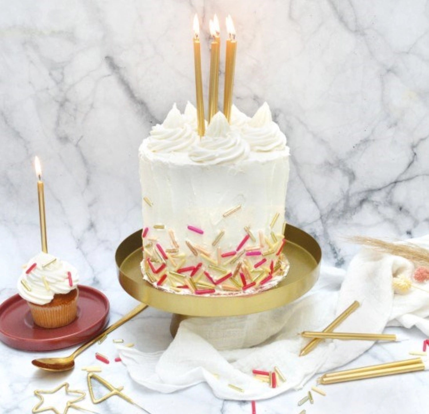 12 bougies de set Long Gold 12cm