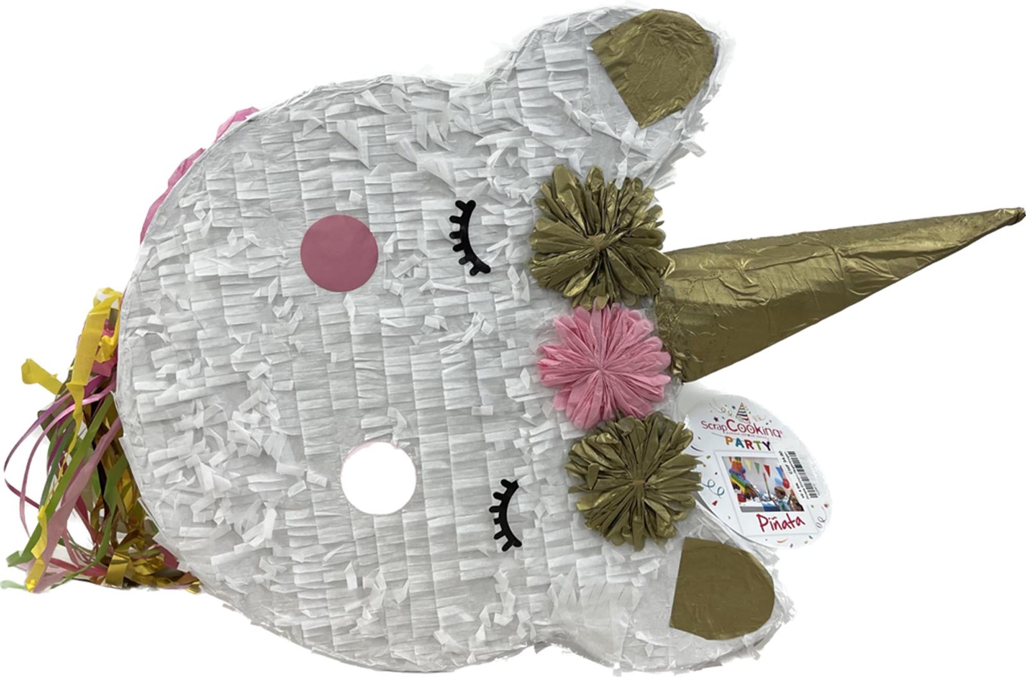 Bunte Einhorn-Pinata von Scrap Cooking: Magischer Partyspass mit Süssigkeiten und Überraschungen für Kinder.