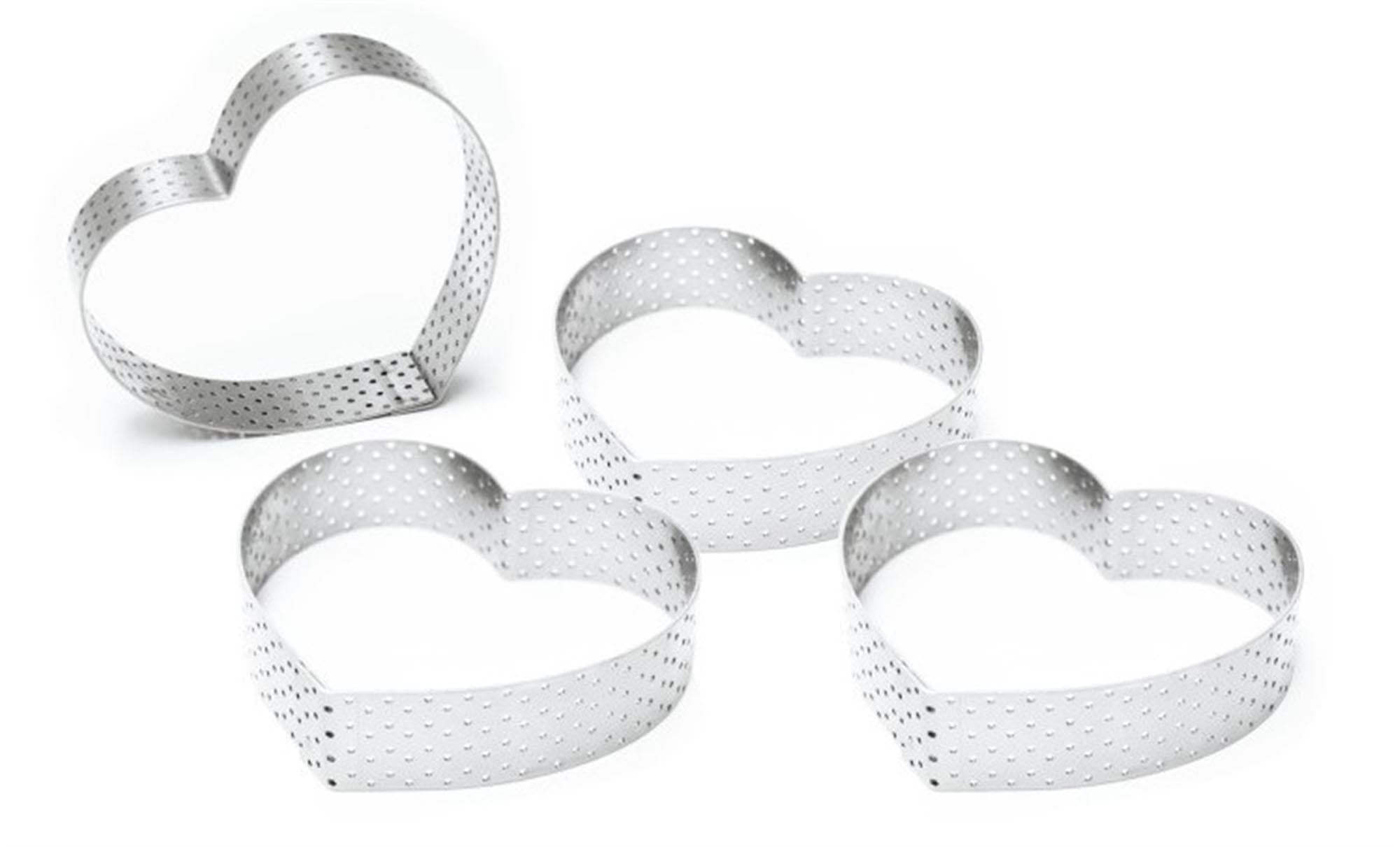 Perforierte Herz-Tortenringe 7.5x8cm für perfekte Backergebnisse.