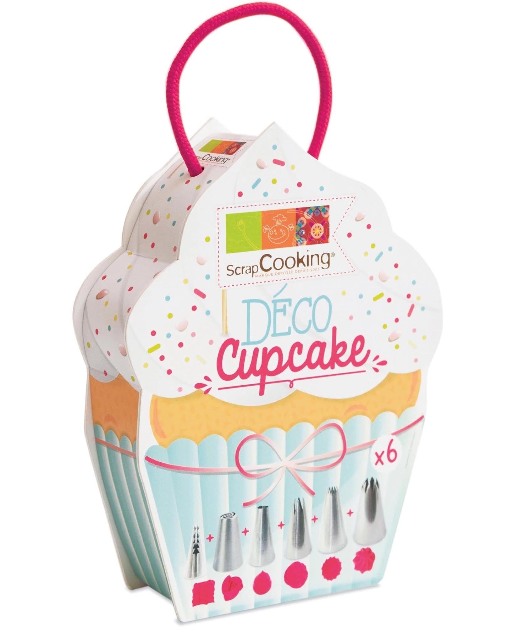 Kreiere mit dem 6-tlg. Edelstahlspritzaufsatz-Set von Scrap Cooking kunstvolle Cupcakes mit Rosetten, Spitzen und filigranen Verzierungen.