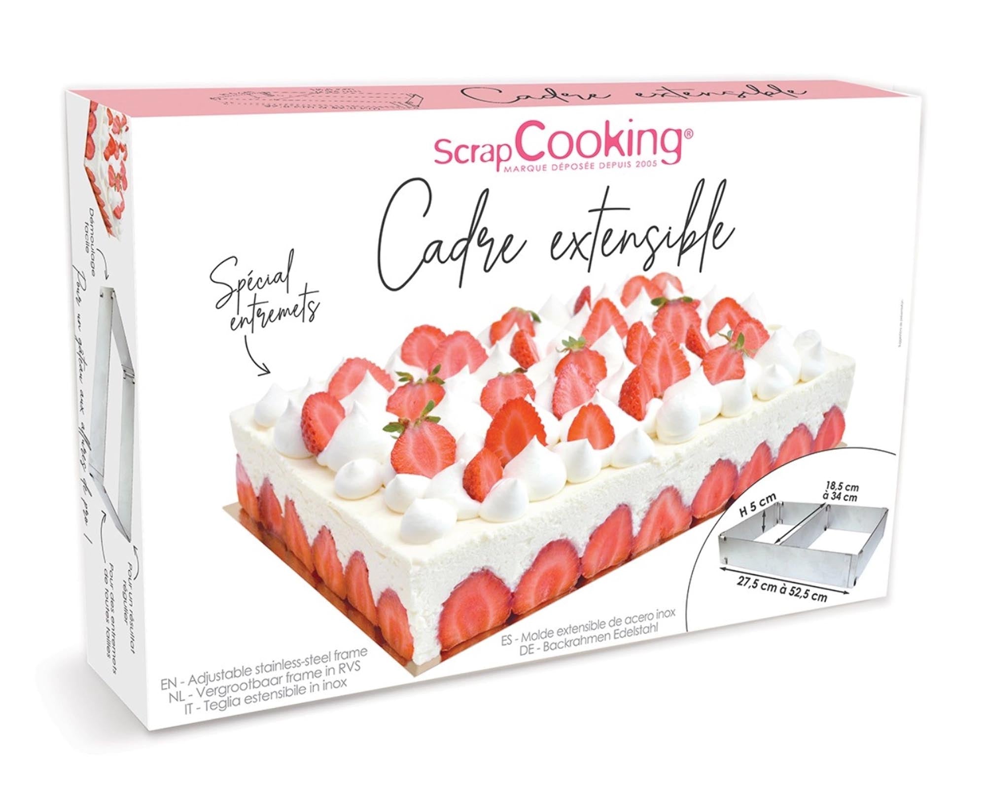 Verstellbare Edelstahlbackform von Scrap Cooking für kreative Kuchen.