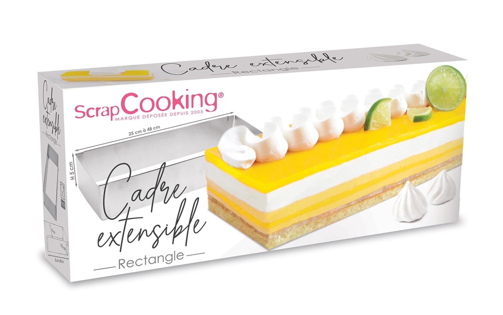 Verstellbare Edelstahlbackform von Scrap Cooking: Flexibel, robust, rostfrei. Perfekt für Kuchen und Brote, 25-48cm anpassbar.