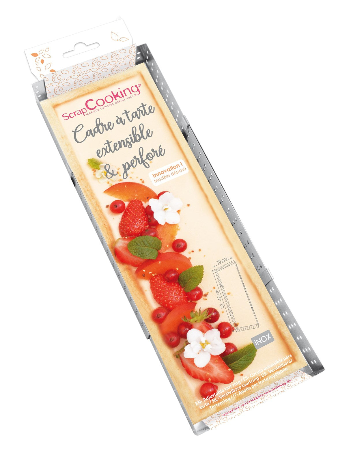 Entdecken Sie die vielseitige Edelstahlbackform von Scrap Cooking (22-24cm, H3cm). Perfekt für gleichmäßiges Backen von Torten und Quiches, robust und hygienisch.