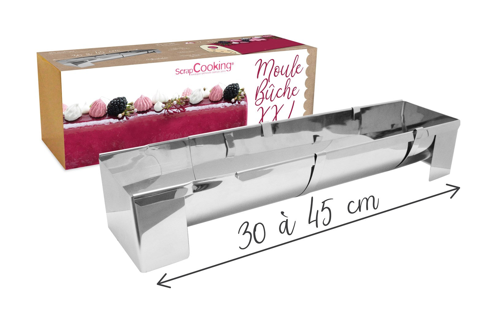 Die XXL-Biskuitrolle aus Edelstahl von Scrap Cooking: Perfekte Wärmeleitung, langlebig, hygienisch. Ideal für grosse Desserts!