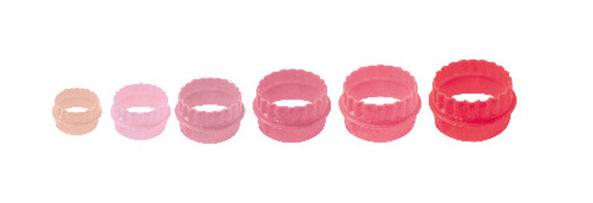 Die 6 runden 2 in 1 Ausstecher von Scrap Cooking sind perfekt für kreative Backideen. Sie bieten glatte und gewellte Kanten für vielseitige Anwendungen.