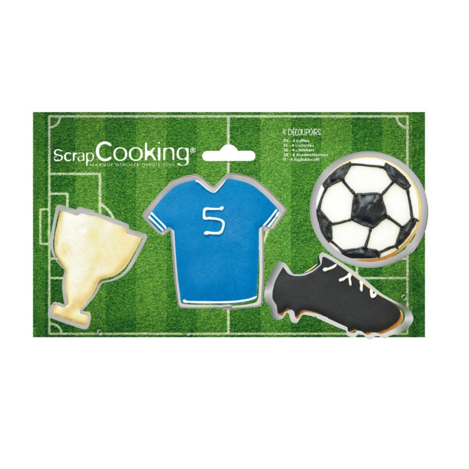 4 pezzi. Imposta calcio per cutter cookie