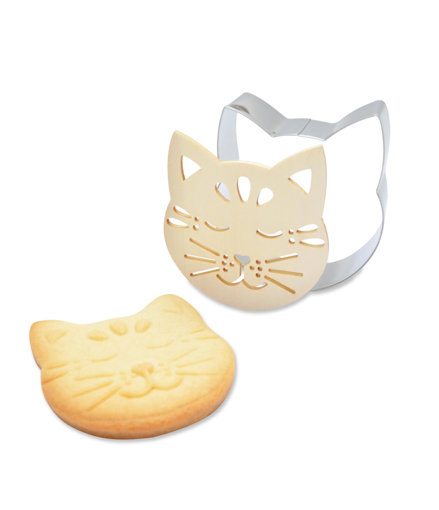 Coupte de coupe et chat enceinte en bois