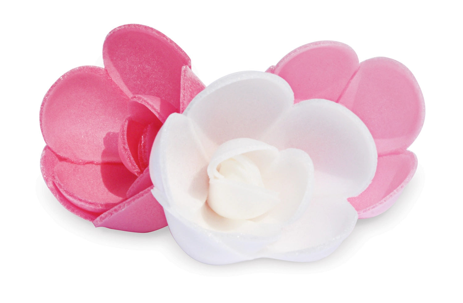 Sechs dekorative Zuckerrosen, ideal zum Verzieren von Desserts, Torten und Backwaren für besondere Anlässe.