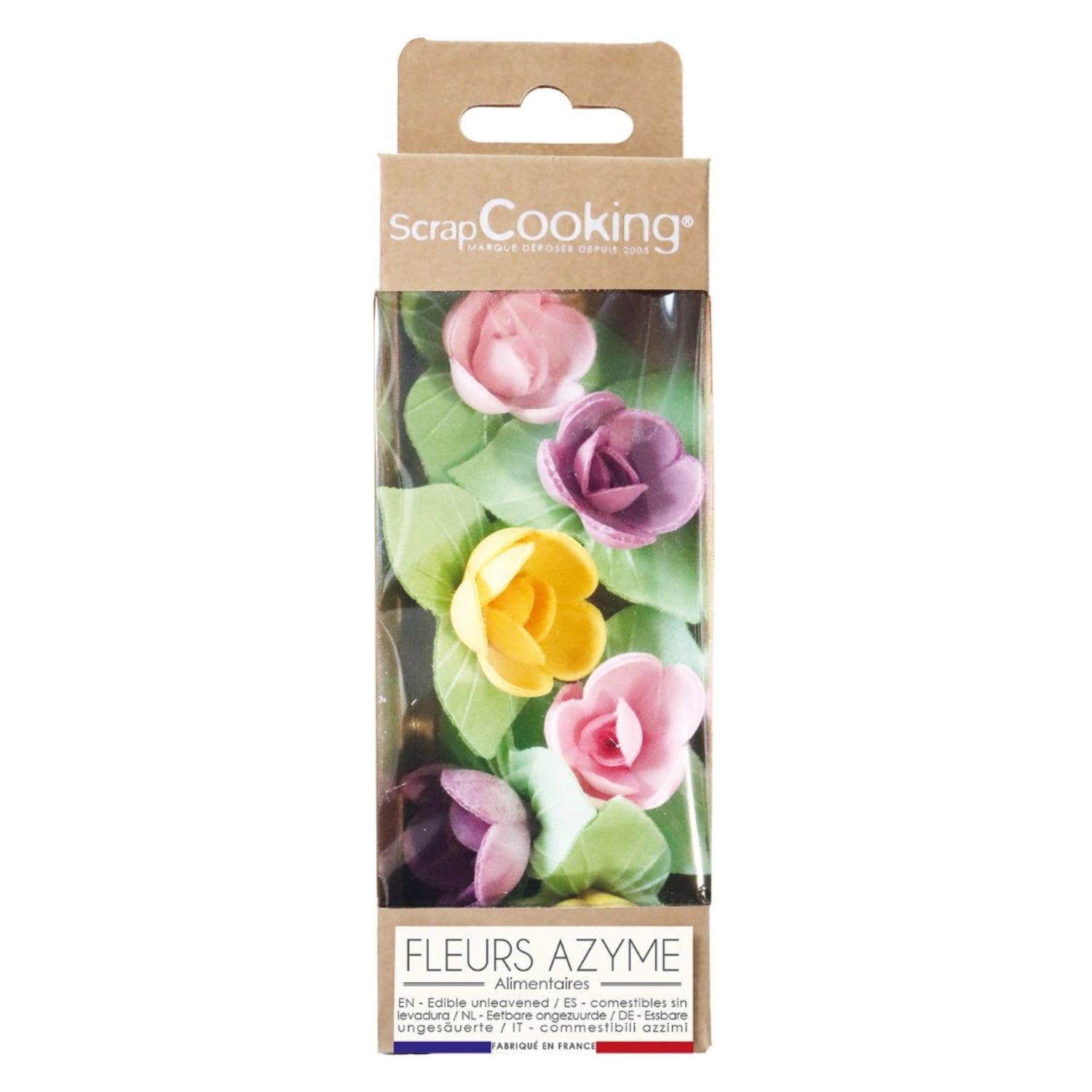 Zarte Mini-Rosen aus Wafer-Deko in 6 Stück, ergänzt mit weißen Blättern, perfekt für kreative Backprojekte und festliche Anlässe.