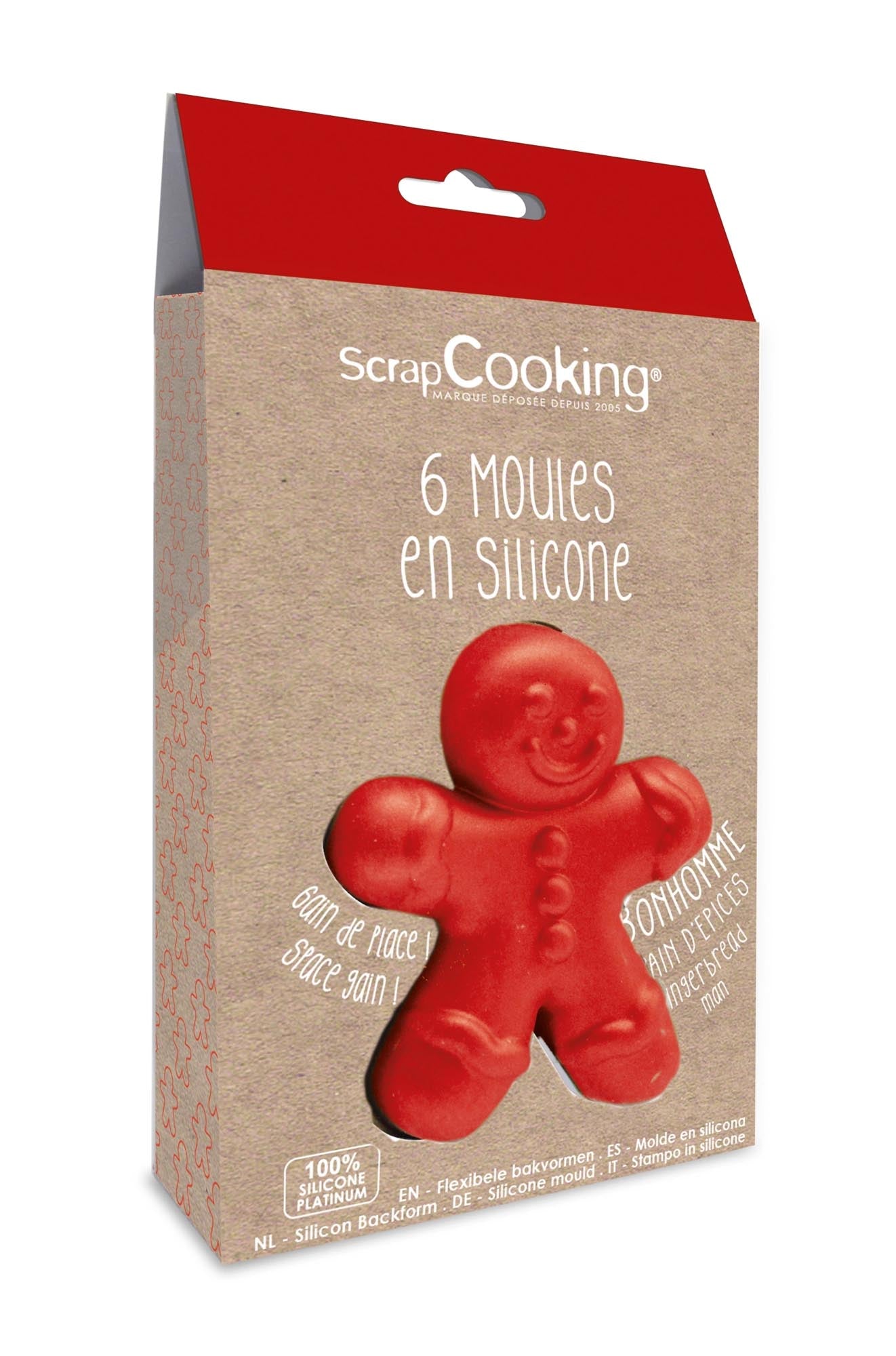 Gestalten Sie mit den 6 Silikonformen Lebkuchenmann von Scrap Cooking köstliche Lebkuchen! Flexibel, antihaftend und ideal für kreative Backprojekte.