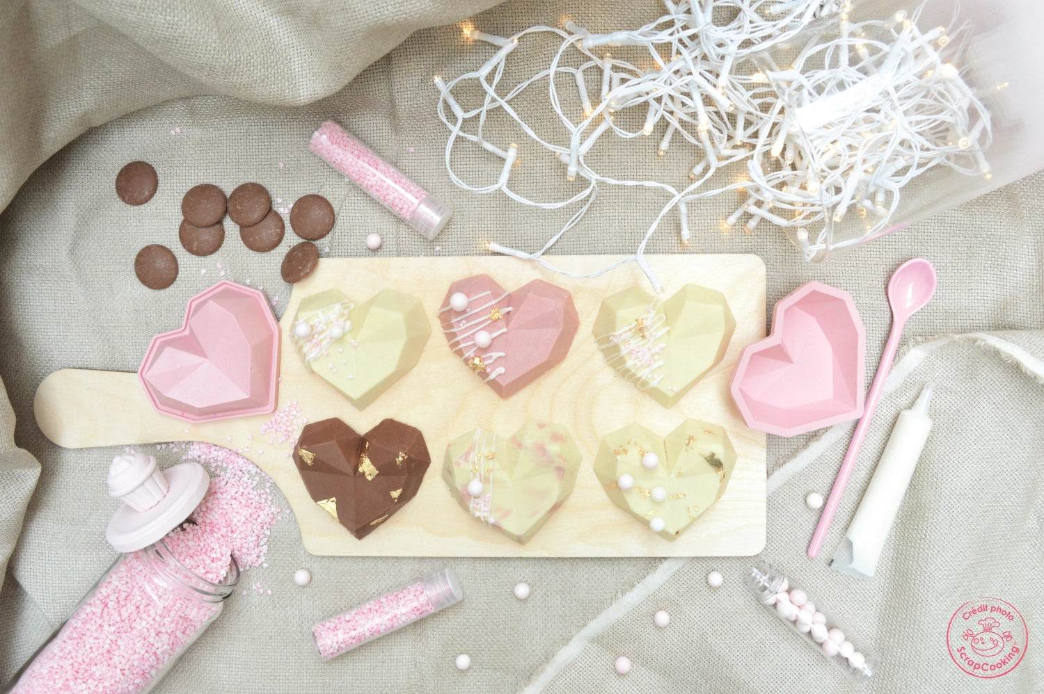 Set of 6 silicone mold diamond hearts