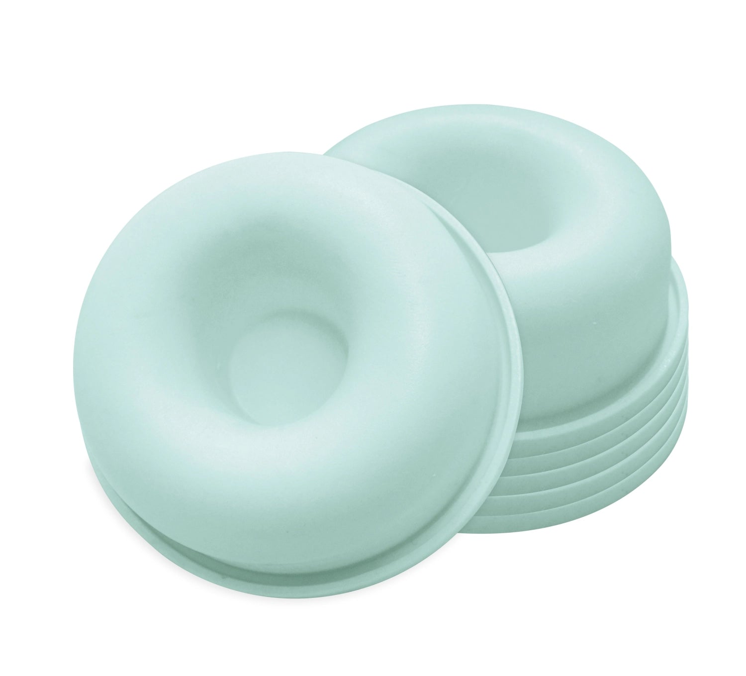 Sechsteiliges Silikonform-Set für Donuts, ideal für kreative Backideen und süße Snacks, leicht zu reinigen und flexibel in der Anwendung.